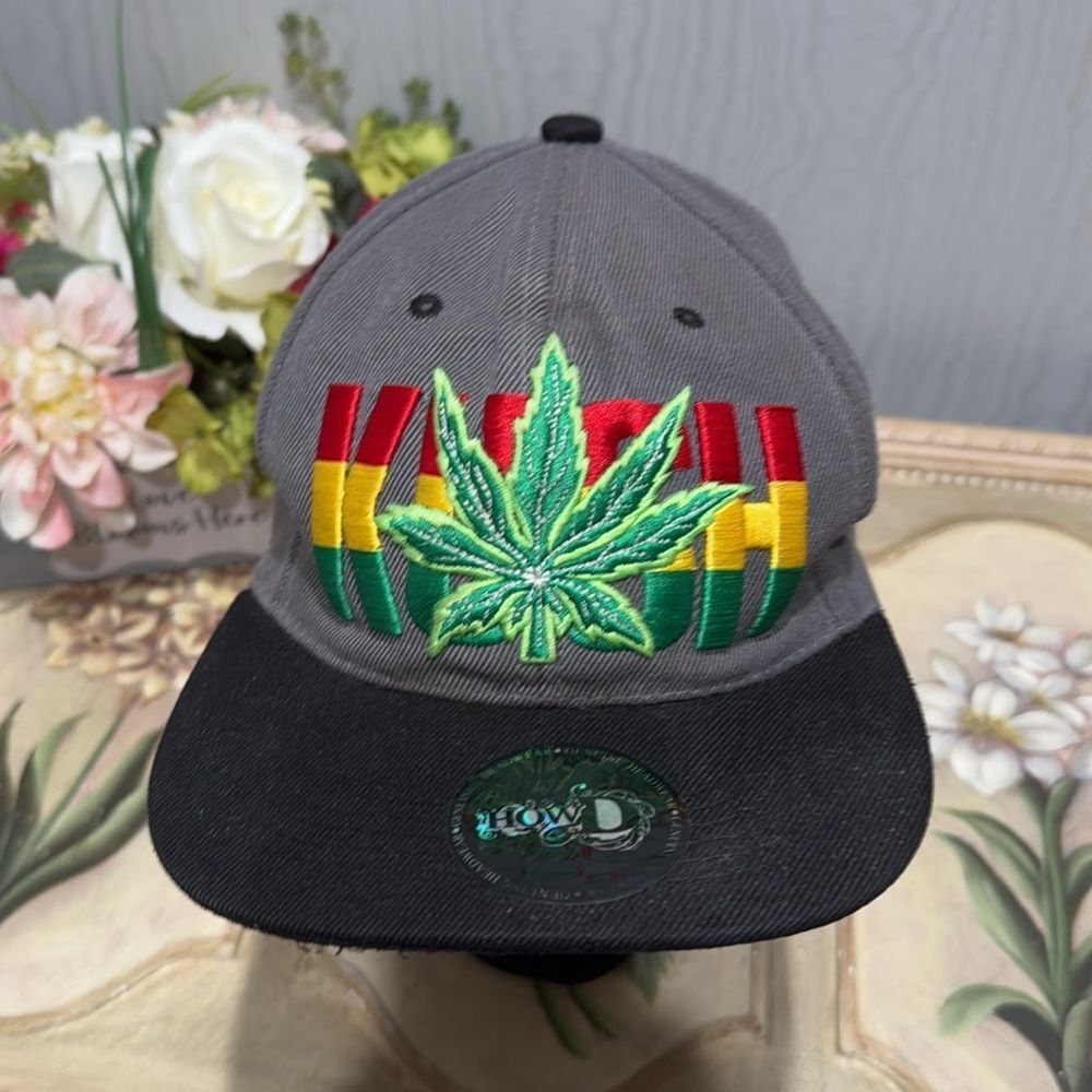 HowD Jamaican KUSH Marijuana Leaf Front Back Embroidery Snapback Cap Hat Unisex - Picture 3 of 15